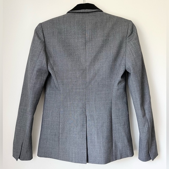 Theory Jacket Women’s 0 Gray Wool Blazer Donelly Jacket with Black Rib Trim - Picture 3 of 8